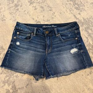 American Eagle Outfitters Blue Distressed Jean Shorts